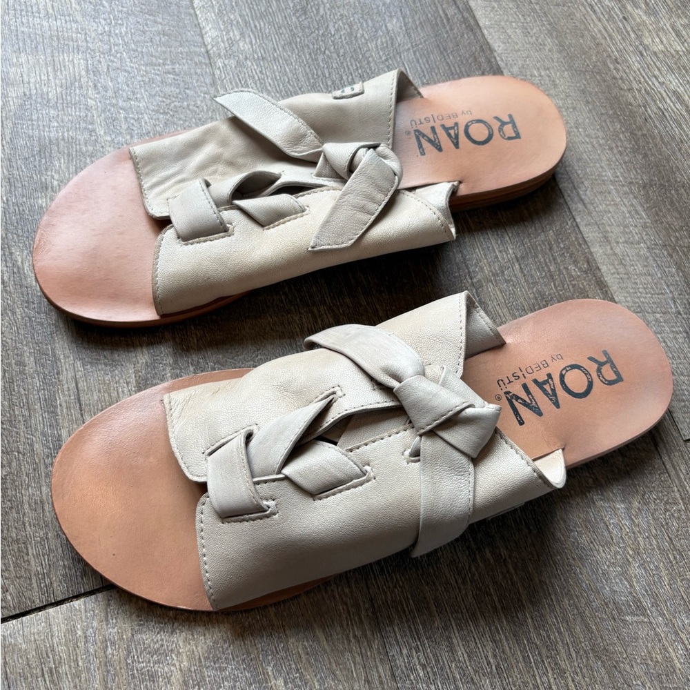 Bed Stu Cream and Tan Sandals
